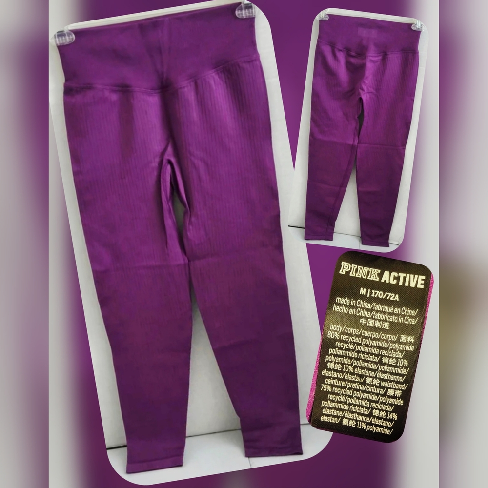 PINK Victoria's Secret Purple Seemless Active Leggings Size M (Nwots)